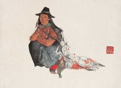 石鲁 1953年作 藏族妇女 纸本